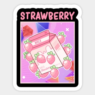 Japanese Strawberry Milk Kawaii Strawberries Milkshake Sticker